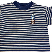 Vintage Taz T Shirt Kids XS Blue Striped Warner Brothers 90s Looney Tunes