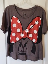 Disney Parks Authentic Original Glitter Minnie Mouse T-Shirt size Large Bow