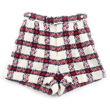 GUCCI 657877 Wool blend with logo button Check pattern tweed shorts Multi 38 Mad