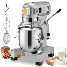 Commercial Food Stand Mixer 30QT 3-Speed Stand Dough Mixer Lever 1100W w/ Timer