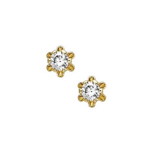 1/20 ct. tw Diamond April Birthstone Child's Earrings in 14k Yellow Gold