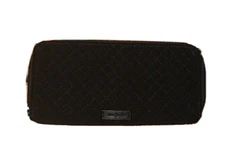 NWT Vera Bradley RFID Bifold Wallet Slim Zip-Around in Classic Black Microfiber