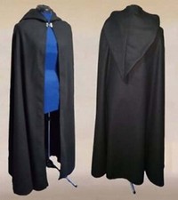 Halloween Costume Hooded Cape Black Adult Medieval Renaissance Long Cloak