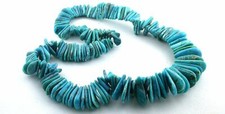 112.5 Gram Turquoise Freeform Graduated Enlongated Pear Flat Gem Bead 16" Strand
