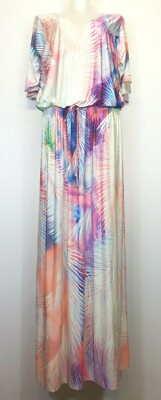 33) Manou Lenz Kleid Maxi  Feder Neu 139  36 38 40 42 44 46 48 50 52 54