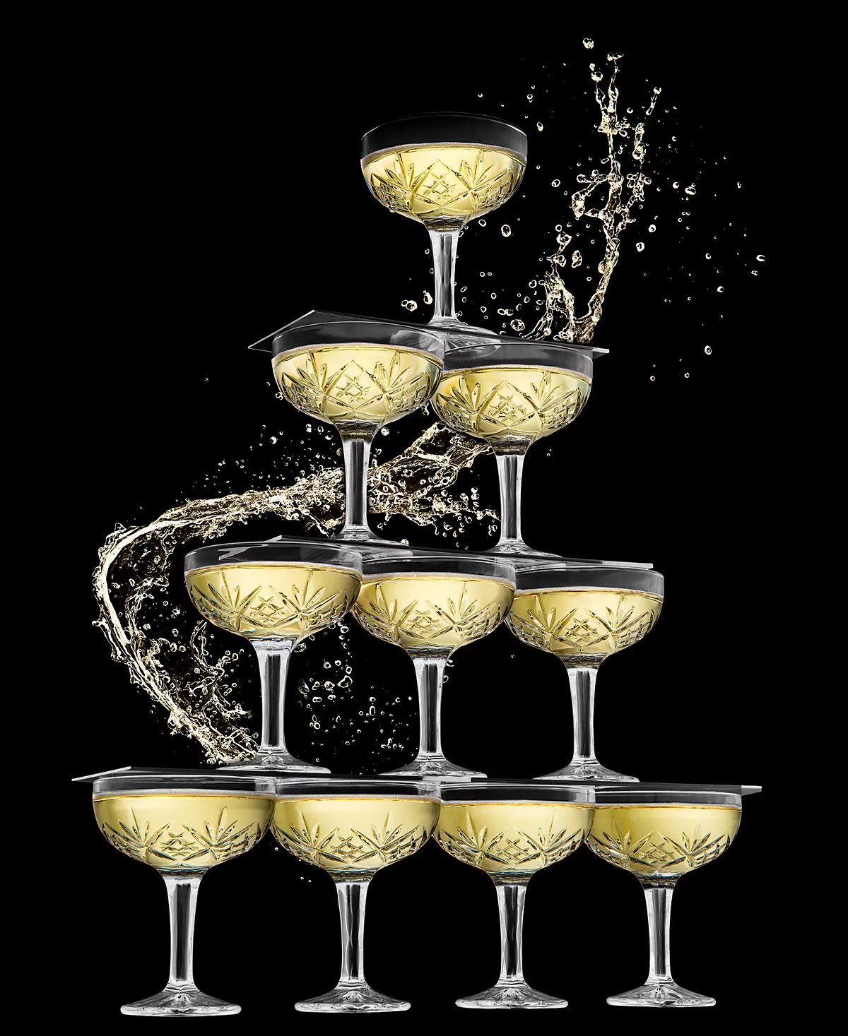 Godinger Dublin Coupes Set of 10 Clear Crystal Champagne Glasses 6oz Party Ware