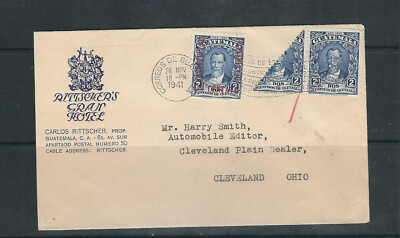 ポストカード GUATEMALA 1941 HOTEL cover from GUATEMALA to CLEVELAND OHIO with