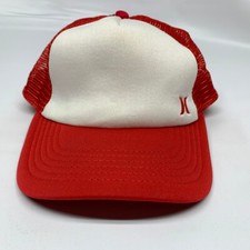 Vintage Rare 80's RED HURLEY Trucker Hat/Cap Print Snapback Mesh
