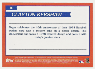 2018 Topps On Demand #8B Clayton Kershaw 49/50 DODGERS | eBay