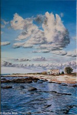 Ölgemälde handgemalt,Leinwand .  Strand am Mittelmeer . 40x60 cm. unicat.