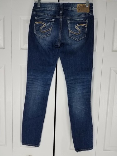 Pantalones de mezclilla plateados Aiko ajustados azules desgastados rasgados talla W25 x L31 - Imagen 2 de 12