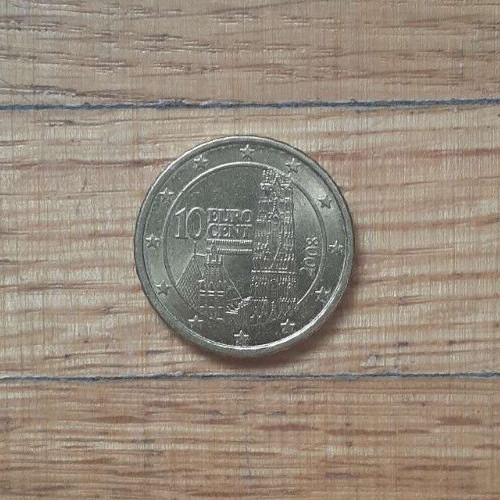 VERY RARE COLLECTIBLE 10 EURO CENT 2008 COIN AUSTRIA EU EUROPEAN UNION MINT