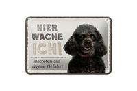 Blechschild Spruch 18X12 Cm Pudel Hier Wache Eigene Gefahr Deko Schild