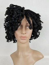 Fully Handmade Kinky Curls Twist Braids Wig with Premium Kinky Hair color1 Black