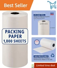 Packing Paper Roll 1440' x 18" White Newsprint for Shipping Packaging Storage