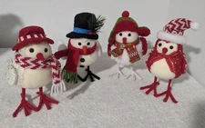 Lot of 4 Holiday Fabric Spritz Birds Seasonal Decorations Christmas Winter