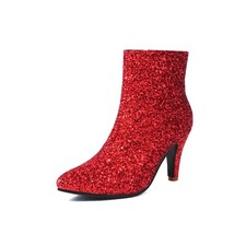 Women's Kitten Heel Bling Sequins Ankle Boots Dress Formal Shoes Wedding Lady's