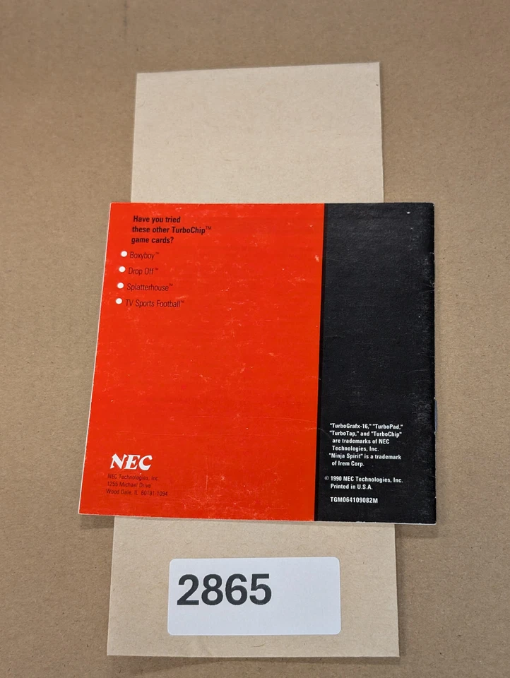 Ninja Spirit - Turbo Grafx - Manual Only **NO GAME! - Image 2 of 4