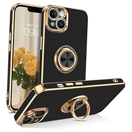 iPhone 14 Case,Phone Case for iPhone 14,Slim Fit Soft 360° Ring RN266-Black
