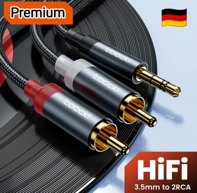  Premium Cinch zu Aux Kabel 3,5mm Klinke Audio 2x Cinch RCA Stecker auf Klinke 