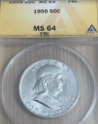 1955 Franklin Half Dollar 50c ANACS MS64 FBL