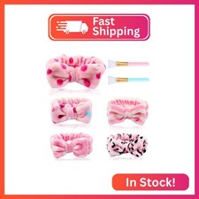 AOPRIE 5pcs Spa Headbands for Washing Face Spa Headbands for Women Soft Coral Fl