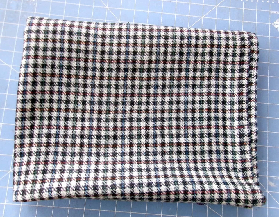 1+ yd Vintage 100% WOOL TWEED Woven Check Twill FABRIC Grey Black houndstooth - Image 3 of 4