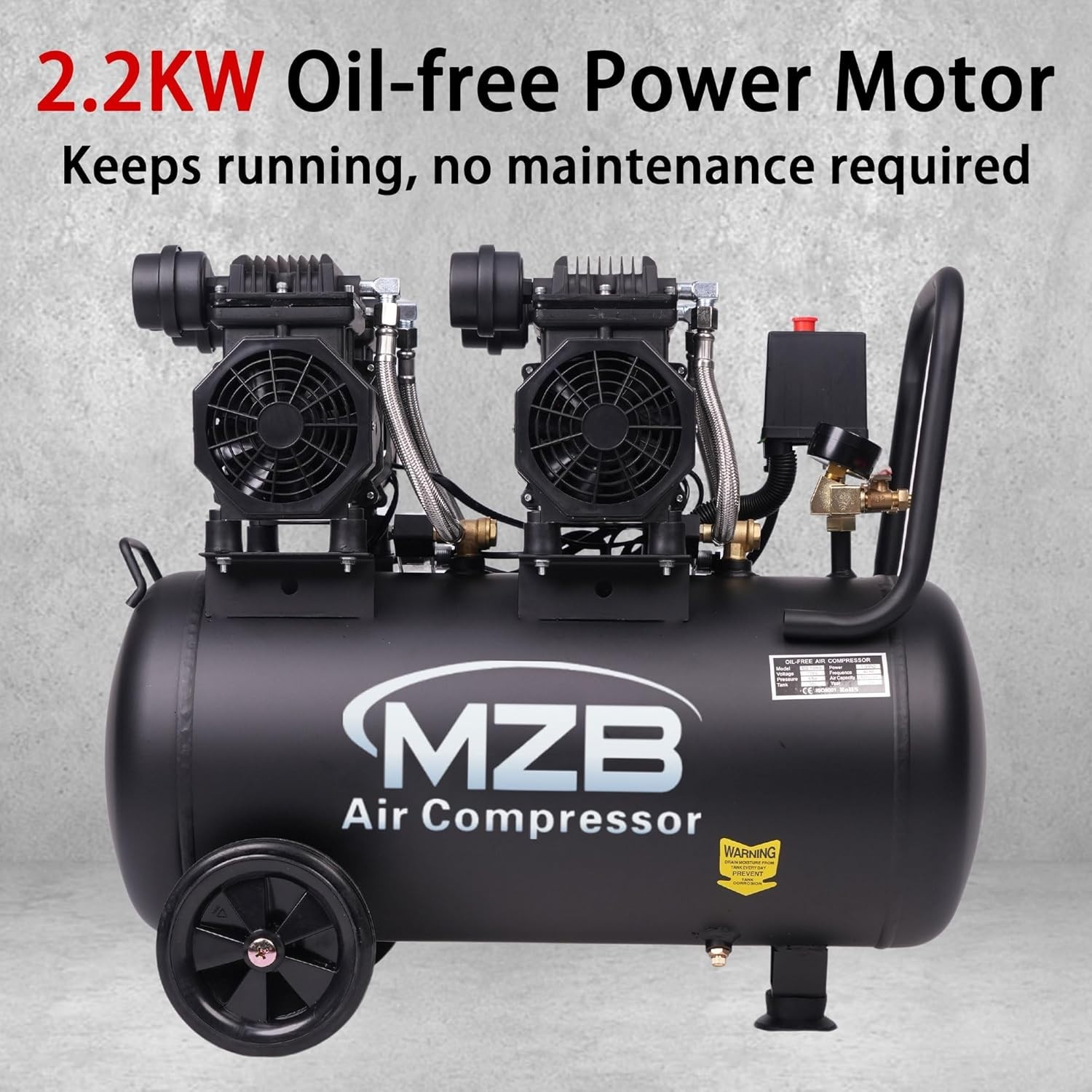 13.2 Gallon Ultra Quiet Air Compressor 110V/60Hz 1.5HP*2 14.83CFM Used