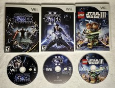 3 Wii Games: The Force Unleashed 1 & 2 + LEGO Star Wars III - All Discs & Cases