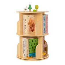 OOOK 2 Tier Rotating Bookshelf, Small Corner Bookshelf Floor 2 Fächern 