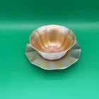 Steuben Shape # 2680 Gold Aurene & Calcite Finger Bowl & Underplate