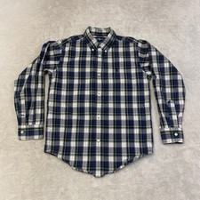 Kids Ralph Lauren Plaid Button Down Shirt Long Sleeve Size 7 Blue Green Cotton