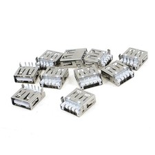 10 Pcs Single USB 2.0 Type A Right Angle 4-Pin DIP Female Jack Socket