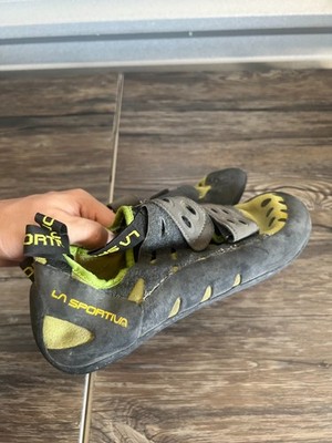 La Sportiva Climbing Shoes Men 11 Gray Green Leather Tarantula Strap Bouldering