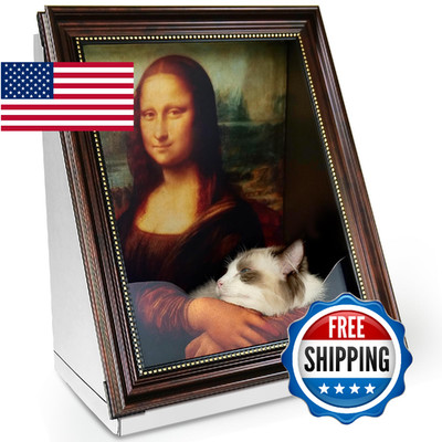 Mona Lisa Cat Bed Painting Cat Scratcher Bed CartBoard Cat House for Indoor Cats