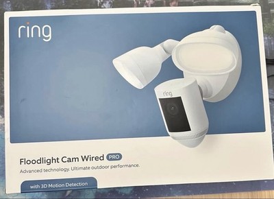 Ring Floodlight Cam Wired Pro 3D Motion Detection Dual-Band WiFi 2-LED White
