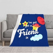 Durable Soft  Warm Flannel Blanket - Playful Blue Fabric Design Colorful Stars