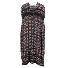 CAROLINA K Black Sabina Floral Print Lace Trim Maxi Dress Women's Size S