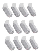 Hanes Men's Double Tough Durability Ankle Socks 12-Pack US 6-12 White