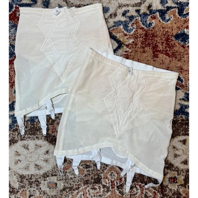 VTG High Waist Garter Belt Girdle Open Bottom Pair Ivory Antron Nylon Lycra  Sz L | eBay