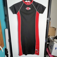 Vintage Disney Mickey Mouse Dress Girls L 12/14 Y2K Red Black Taiwan RARE Flaw