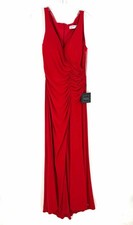 Ieena for Mac Duggal Size 8 Red Ruched Slit NEW Formal Wear Dress-Formal Wear