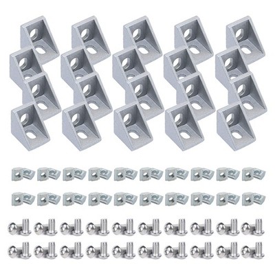20 Sets 2020 Aluminum Extrusion T Slot Corner Bracket 20 Series Extruded Hardwar