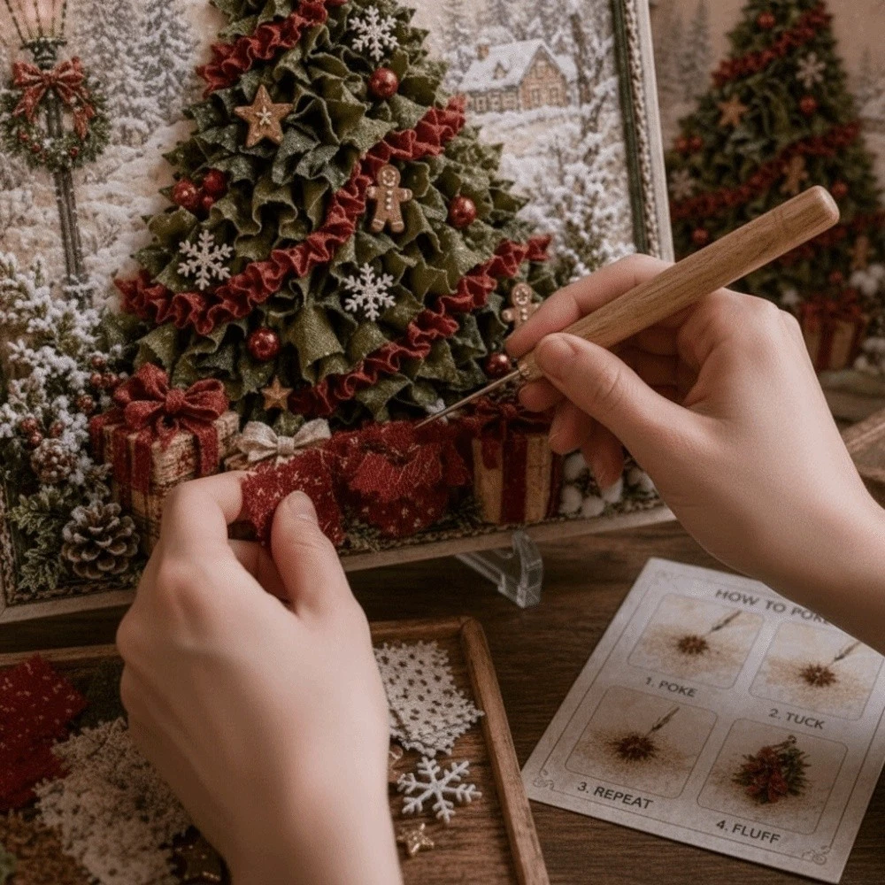 Christmas 3D Fabric Poke Art Kit DIY Handmade Material Board Craft Gifting