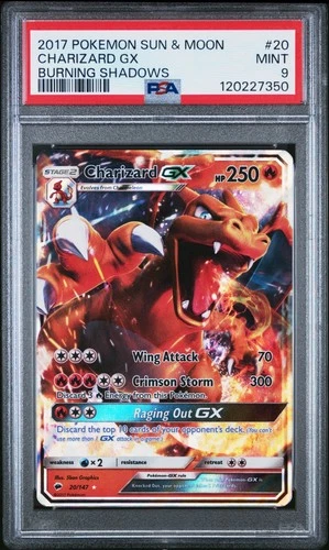CHARIZARD GX (PSA 9) Pokemon Sun & Moon Burning Shadows 20/147 -350