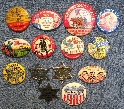 Group of 14 Different Fort Sidney Days, Nebraska Pinback Button 1951-1964