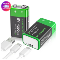 Wiederaufladbare 9V Lithium-Ionen Batterien 1300Mah Mit USB-C 2 StüCk