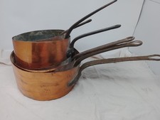 Ensemble de 6 anciennes casseroles cuivre