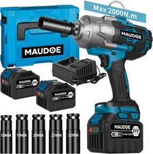 2000Nm Cordless Impact Gun, 1/2" 1500Ft-Lbs Heavy Duty Impact Wrench with 2 X 6.