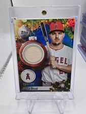 2025 Topps Holiday MIKE TROUT RELIC BLUE METALLIC SP 254/299 PR-MT GAME USED BAT
